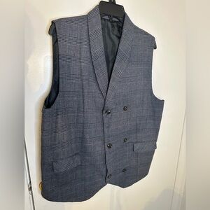 Women's Gray Checkered Double-Breasted Vest